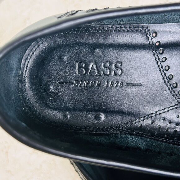 Bass Lowell Shoes Mens 10.5 Black Leather Loafers Kiltie Tassel Hand Stitched - Picture 8 of 10